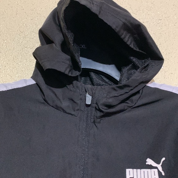 PUMA Light Jacket S 14-16 Black White with Hoodie Zip Up Pockets Polyester - Picture 5 of 16